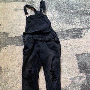Black Distressed Overalls
